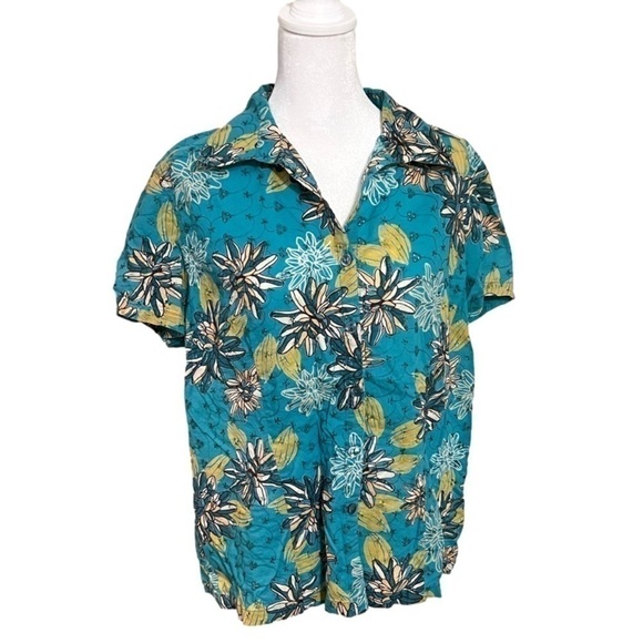 CAPPAGALLO Hawaiian Inspired Button Up Women’s Tee Size L - Picture 4 of 14